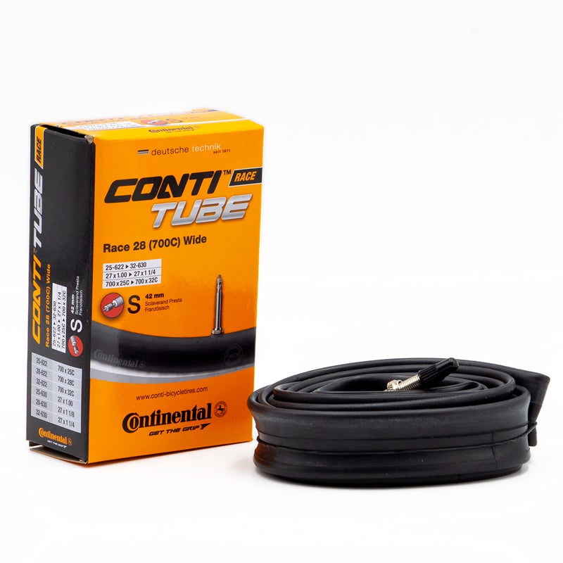 Continental 42mm Presta Valve Tube, Black, 700 x 25C-32C, Race 28-(700C)-Wide - Image 1